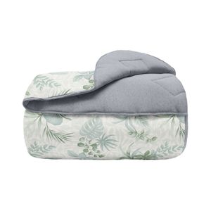 Edredón Queen Acolchado Estampado Plantas 220x240 cm Menta Bouton