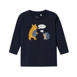 Remera Manga Larga Estampada Azul Niño Nameit