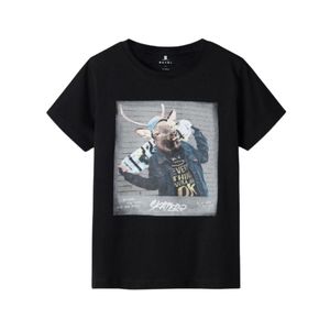 Remera Estampada Ciervo Patineta Negro Niño Nameit