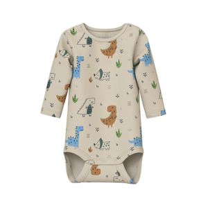 Body Manga Larga Estampado Dinosaurios Beige Niño Nameit