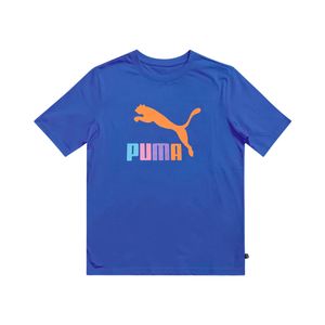 Remera Manga Corta Classics Shiny Logo Big Multicolor Azul Infantil Puma