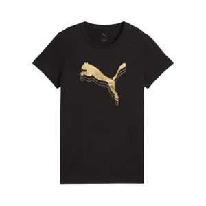 Remera Manga Corta Essential Metallic Negro Con Dorado Mujer Puma