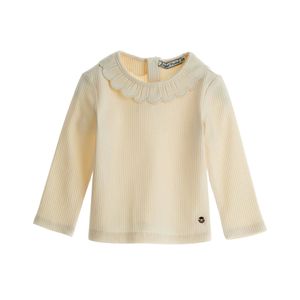 Remera Manga Larga Volados Cuello Beige Niña Original Marines