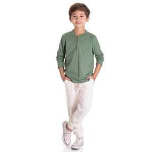 Conjunto Camiseta Tipo Henley Y Jogger Verde Niño TMX