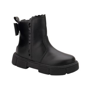 Bota Caña Media Con Suela Dentada Modelo Negro Niña Marca Suacia