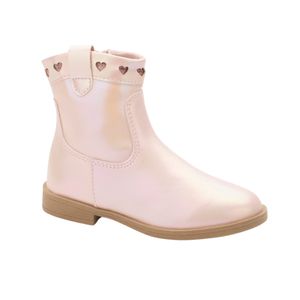 Bota Iridiscente Con Detalle De Corazones Modelo Rosa Niña Suacia