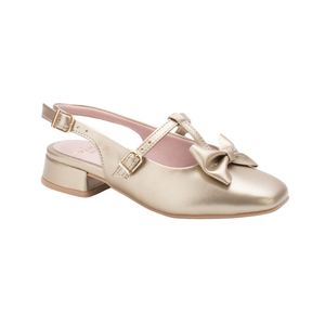 Stiletto Mary Jane Con Lazo Color Dorado Niña Suacia