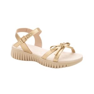 Sandalia Plana Con Lazo Decorativo Color Dorado Niña Suacia