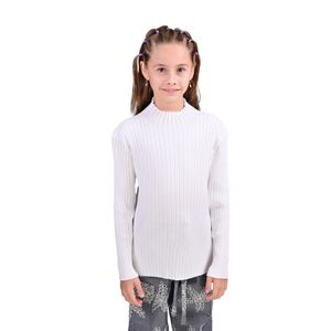 Sweater De Cuello Alto Manga Larga Acanalado Blanco Para Niña Stitches