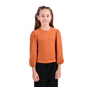 Blusa Manga Larga Cuello Redondo Terracota Niña Tiare