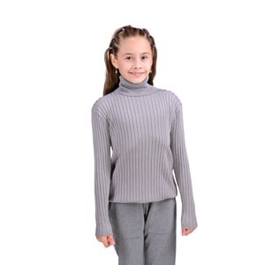Sweater De Cuello Alto Manga Larga Acanalado Gris Para Niña Stitches