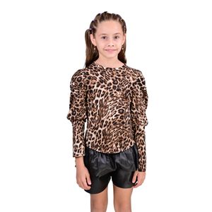 Blusa Manga Larga Combinado Animal Print Niña Tiare
