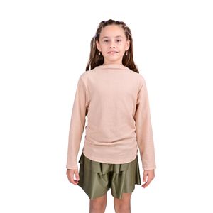 Blusa Manga Larga Fruncida Beige Niña Tiare