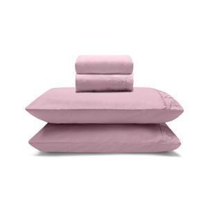 Juego De Sábanas King Con Bordado Sonata Rosa Bouton