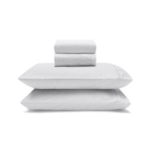 Juego De Sábanas Queen Con Bordado Sonata Blanco Bouton