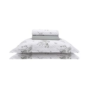Juego De Sábanas Queen 4 Piezas New Botanic Estampado Gris Bouton