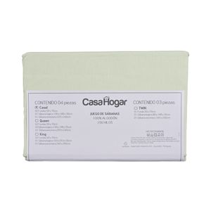 Juego De Sábanas 4 Piezas Casal 150 Hilos Verde Casa Hogar