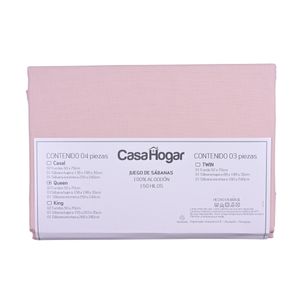 Juego De Sábanas 4 Piezas Queen 150 Hilos Rosa Casa Hogar