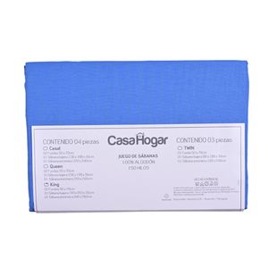 Juego De Sábanas 4 Piezas King 150 Hilos Azul Casa Hogar