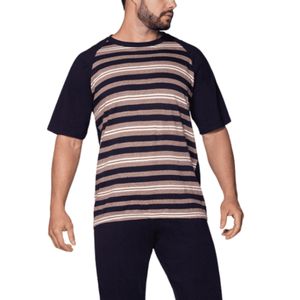 Pijama con Rayas Camiseta Manga Corta y Pantalón Hombre Lupo