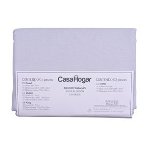 Juego De Sábanas 4 Piezas King 150 Hilos Gris Casa Hogar