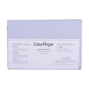Juego De Sábanas 4 Piezas Casal 150 Hilos Gris Casa Hogar