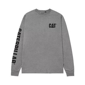 Remera Manga Larga Gris Melange Trademark Banner Hombre Caterpillar