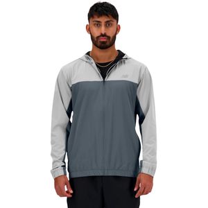 Campera Con Capucha Woven Full Zip Gris Blanco Hombre New Balance