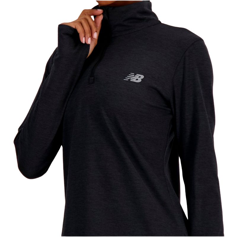 Remera Manga Larga Técnica Essentials Space Dye Negro Mujer New Balance