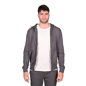 Campera Con Capucha Cierre Completo Basic Fleece Gris Hombre Connection