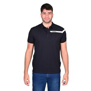 Remera Polo Manga Corta Detalle Lateral En Contraste Negro Hombre Hummer