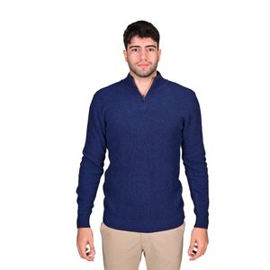 Sweater Cuello Alto Con Cierre Azul Marino Hombre New Green