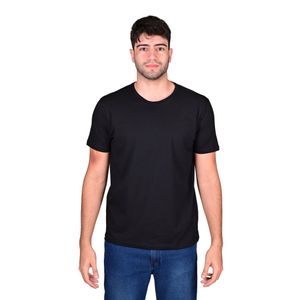 Remera Manga Corta Basic Cuello Redondo Negro Hombre Connection