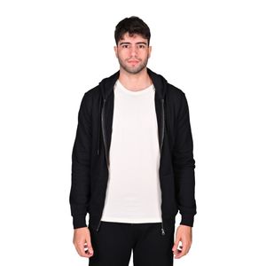 Campera Con Capucha Basic Fleece Negro Hombre Connection