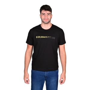 Remera Manga Corta Estampado Logo Front Negro Hombre Hummer