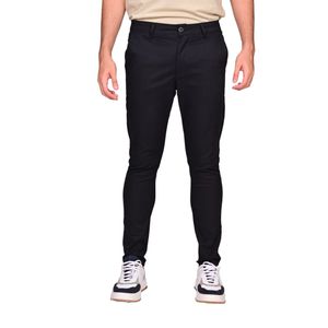 Pantalón Básico Sarga Liso Negro Slim Fit Hombre Connection