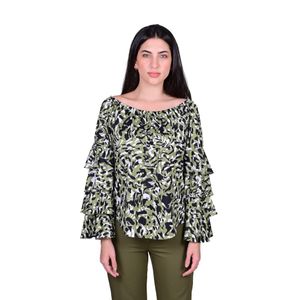 Blusa Manga Larga Animal Print Verde Mujer L'Exclusif