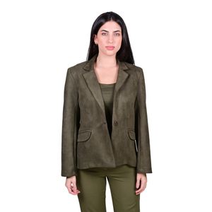 Blazer Texturizado Sin Forro Suede Verde Musgo Mujer L'Exclusif