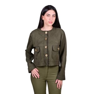 Campera Corto Gamuza Verde Musgo Mujer L'Exclusif