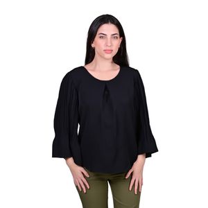 Blusa Manga Tres Cuartos Amazada Negro Mujer L'Exclusif