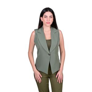Chaleco Forrado Estilo Blazer Corto Verde Musgo Mujer L'Exclusif