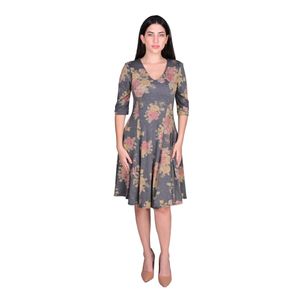 Vestido Estampado Con Nejas Forrado Estampado Mujer L'Exclusif