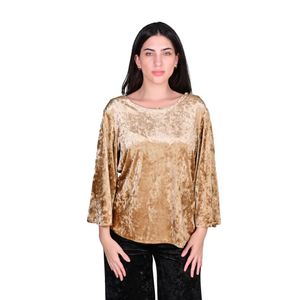 Blusa Manga Tres Cuartos Terciopelo Beige Mujer L'exclusif
