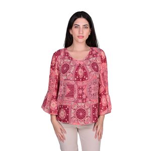 Blusa Manga Larga Estampado Paisley Con Manga Amazada Rojo Mujer L'exclusif