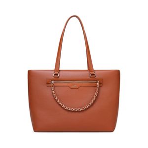 Cartera De Cuero Pu Tote Tan 21 Litros Marrón Mujer Fiore