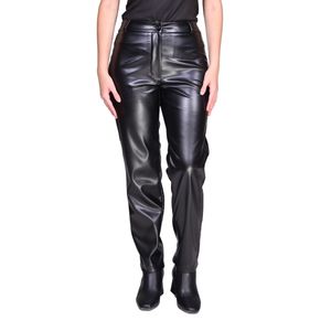 Pantalón Recto Vinilo Tiro Alto Negro Mujer L'exclusif