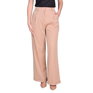 Pantalón Con Pinza Diplomática Rayas Beige Claro Mujer L'Exclusif