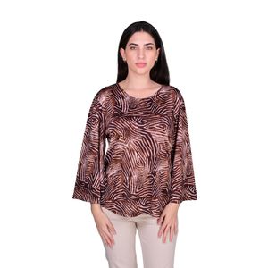 Blusa Manga Larga Estampado Animal Print Beige Mujer L’exclusif
