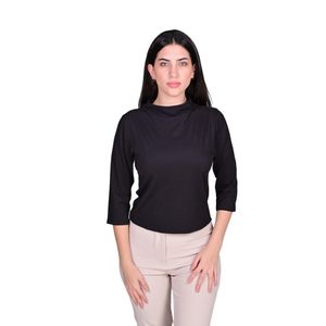 Remera Manga Tres Cuartos Acanalada Negro Mujer L’exclusif