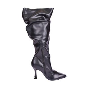 Bota Larga Punta Fina Taco Fino 10cm Negro Mujer Tiare